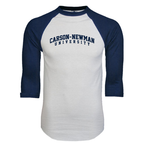  White/Navy Raglan Baseball T Shirt - Arched Carson-Newman University