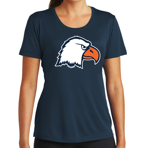  Womens Navy Performance Tee - Eagle Head