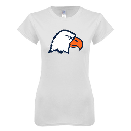  Next Level Womens White Boyfriend Tee - Eagle Head