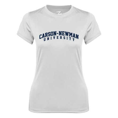  Womens White Performance Tee - Arched Carson-Newman University