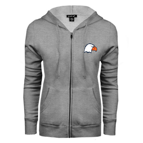  ENZA Womens Grey Fleece Full Zip Hoodie - Eagle Head