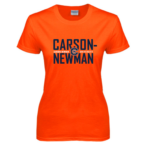  Womens Orange Short Sleeve Tee - Carson Newman Stacked