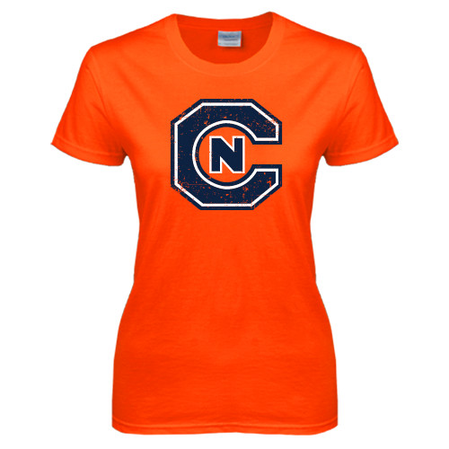  Womens Orange Short Sleeve Tee - Official Logo Distressed