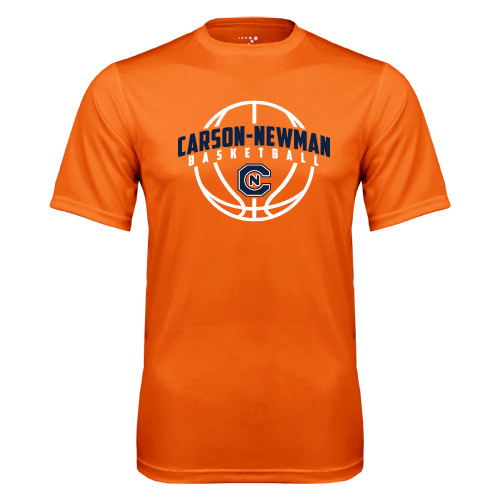  Orange Performance Tee - Carson-Newman Basketball Arched w/ Ball
