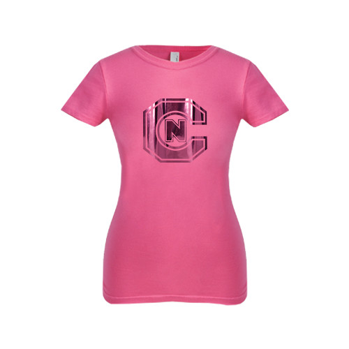  Next Level Girls Fuchsia Fashion Fit T Shirt - Official Logo Foil