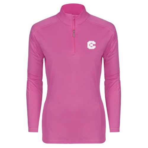  Syntrel Womens Raspberry Interlock 1/4 Zip - Official Logo