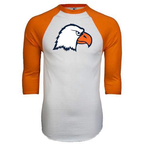  White/Orange Raglan Baseball T Shirt - Eagle Head