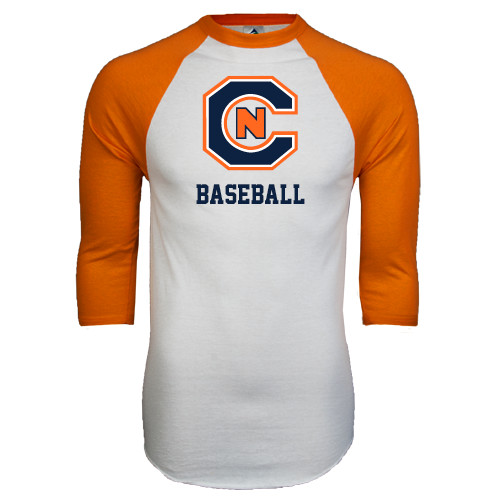  White/Orange Raglan Baseball T Shirt - Baseball