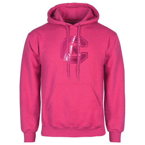  Womens Fuchsia Fleece Hoodie - Official Logo Foil