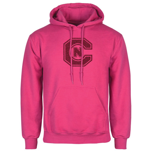  Womens Fuchsia Fleece Hoodie - Official Logo Hot Pink Glitter
