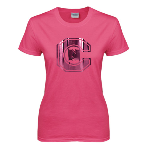  Womens Hot Pink Short Sleeve Tee - Official Logo Foil