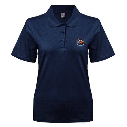  Womens Silk Touch Navy Pique Polo - Official Logo