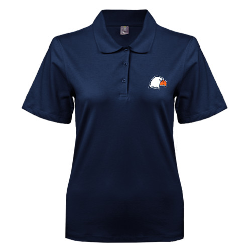  Womens Silk Touch Navy Pique Polo - Eagle Head