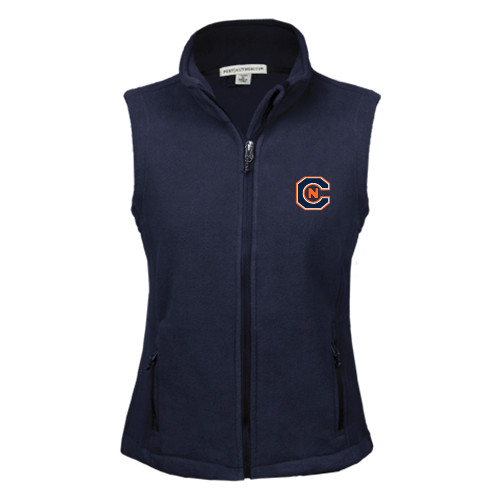  Womens Navy Fleece Full Zip Vest - Official Logo
