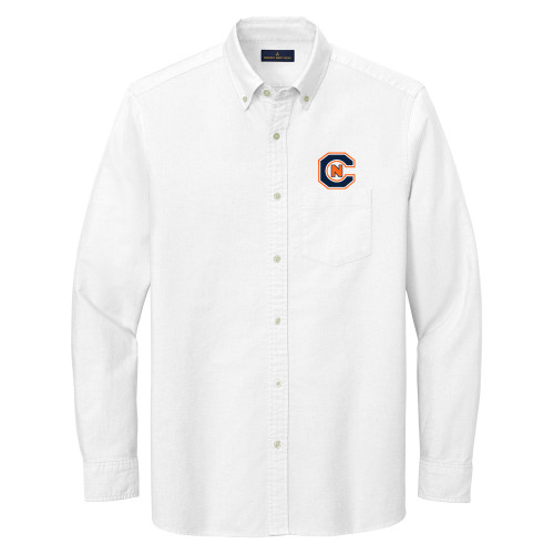  Brooks Brothers Mens White Casual Oxford Cloth Shirt - Official Logo