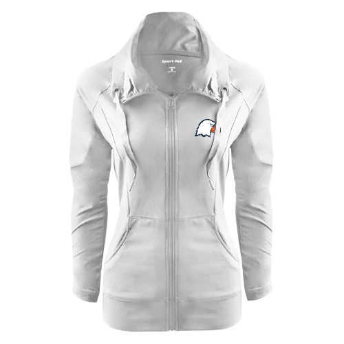  Womens White Sport Wick Stretch Full Zip Jacket - Eagle Head