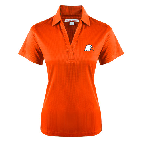  Womens Orange Performance Fine Jacquard Polo - Eagle Head
