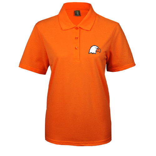  Womens Silk Touch Orange Pique Polo - Eagle Head