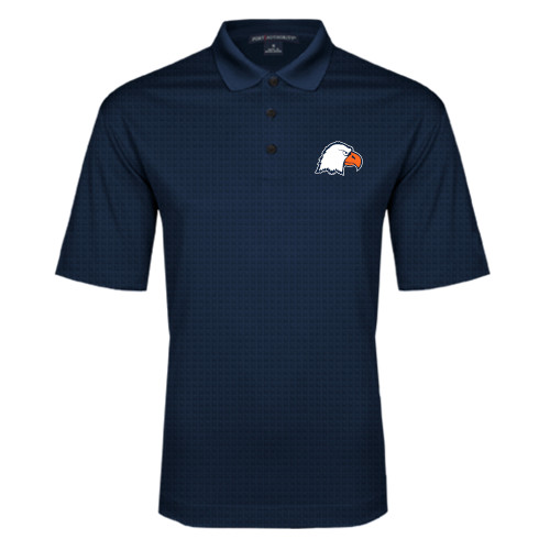  Navy Performance Fine Jacquard Polo - Eagle Head