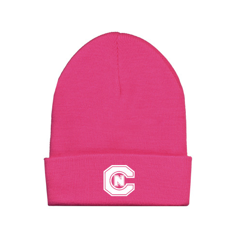  Fleece Lined Neon Pink Knit Beanie - Official Logo