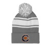 Thumbnail image for  Grey/White Two Tone Knit Pom Beanie w/Cuff