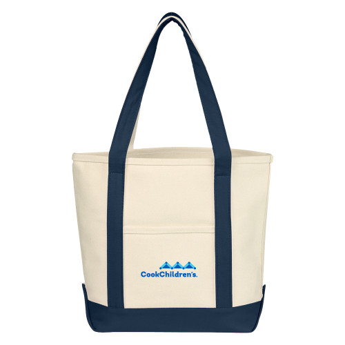 Cotton Canvas Natural/Navy Tote Bag