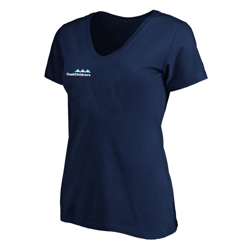 Womens Plus Navy V Neck T Shirt