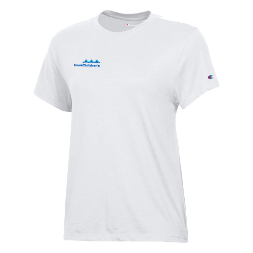 Champion Womens  White Core Short Sleeve Tee