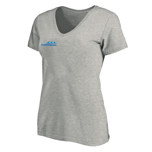 Womens Plus Heather Grey V Neck T Shirt