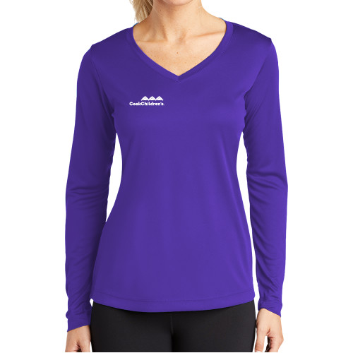 Main Image for Womens Purple Performance Long Sleeve V Neck Shirt