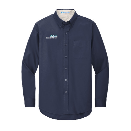 Navy Twill Button Down Long Sleeve