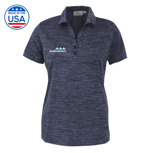 Womens Navy Honeycomb Jacquard Polo