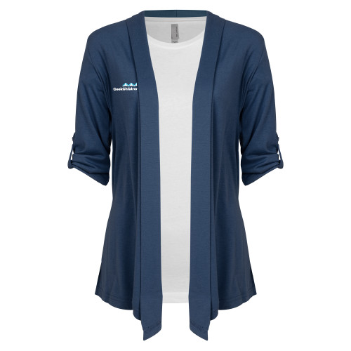 Womens Navy Drape Front Cardigan Sweater 