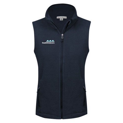Womens Navy Fleece Full Zip Vest