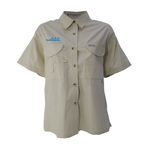 Womens Khaki Fishing Shirt Performance Short Sleeve 