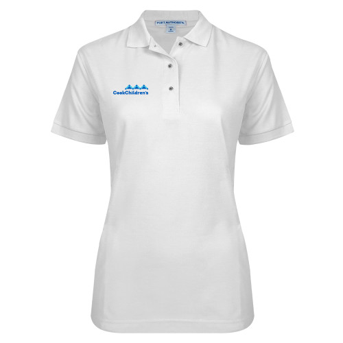 Womens Silk Touch White Pique Polo