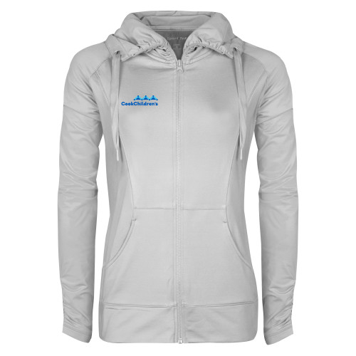 Womens White Sport Wick Stretch Full Zip Jacket
