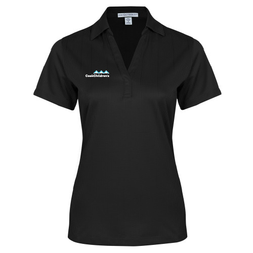 Womens Black Performance Fine Jacquard Polo