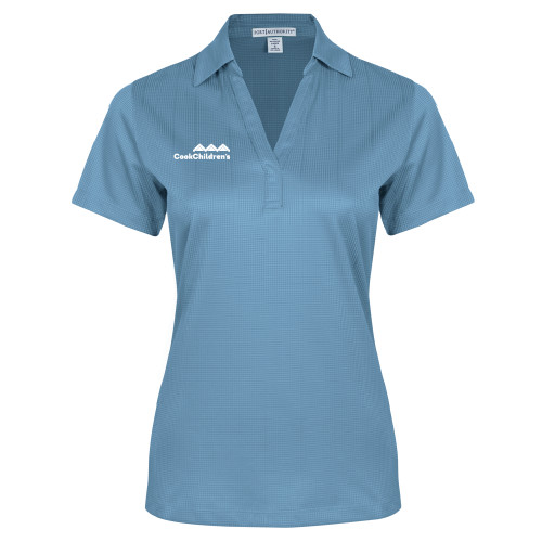 Womens Light Blue Performance Fine Jacquard Polo