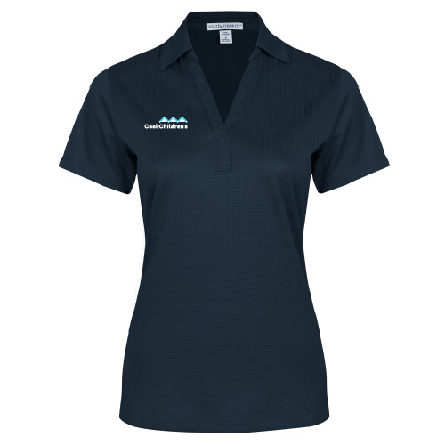 Womens Navy Performance Fine Jacquard Polo