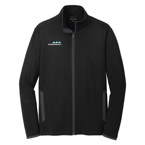 Black with Grey Trim Sportwick Stretch Contrast Full Zip Jacket