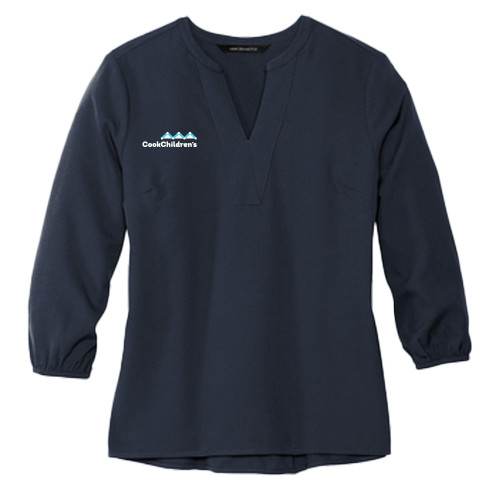 Main Image for Mercer + Mettle Womens Navy 3/4 Sleeve Crepe Blouse