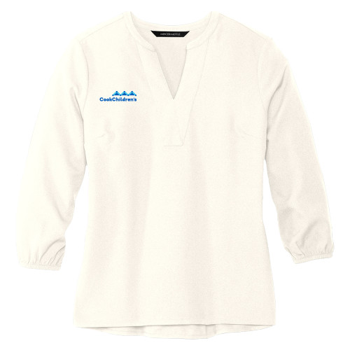 Main Image for Mercer + Mettle Womens Ivory 3/4 Sleeve Crepe Blouse