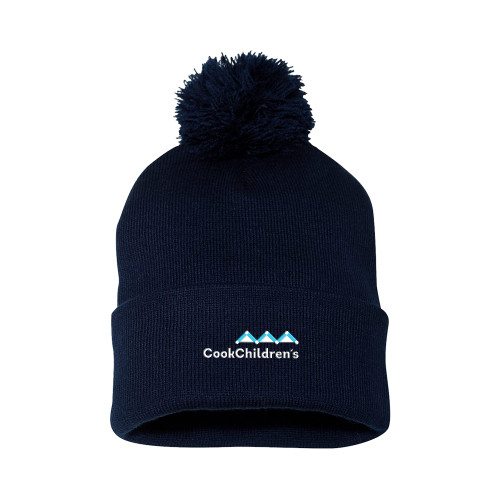 Sportsman Navy Pom Pom Cuffed Beanie