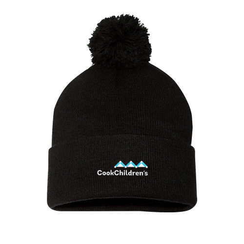 Sportsman Black Pom Pom Cuffed Beanie