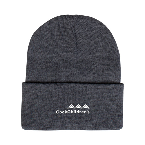 Grey Knit Beanie w/Cuff