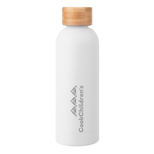 Blair White Stainless Steel Bottle w/ Bamboo Lid 17 oz