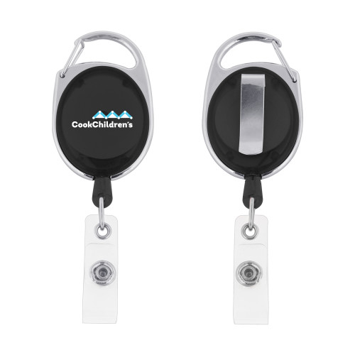 Black Oval Retractable Badge Holder w/Clip