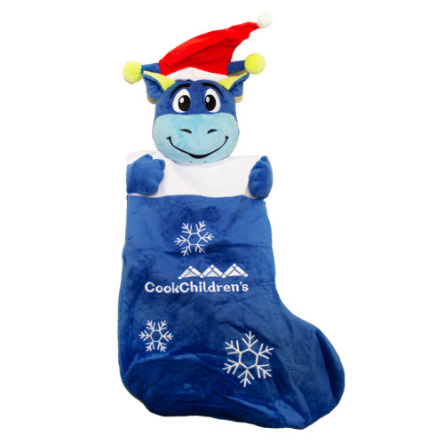 Peaks the Dragon Blue Christmas Stocking