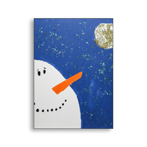 Untitled by Julia Sofia (snowman with glitter) A7 Folded Card